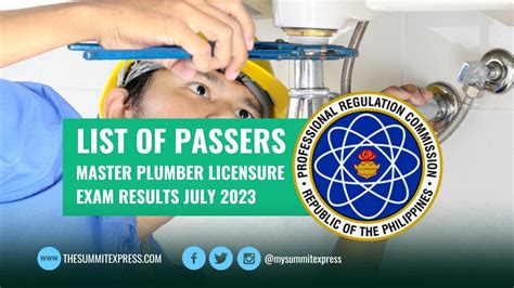 master plumber results|MPLE RESULT: July 2023 Master Plumber board exam list of .